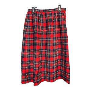 Vintage Pendleton Tartan Plaid Virgin Wool Midi Skirt Size 12